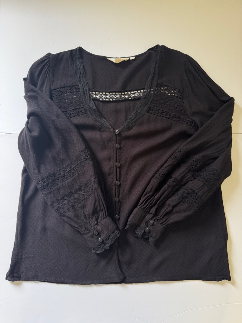 Anthropologie Forever That Girl Blouse Black Lace Swiss Dot Lightweight Sz M - Picture 11 of 14